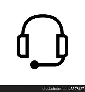 Support headphones icon line isolated on white background. Black flat thin icon on modern outline style. Linear symbol and editable stroke. Simple and pixel perfect stroke vector illustration