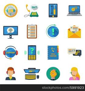 Support icons flat set. Support and customer service icons flat set isolated vector illustration
