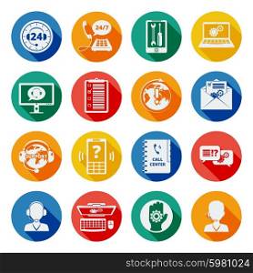 Support icons flat set. Support and customer service network icons flat set isolated vector illustration