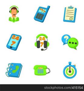 Support icons set. Cartoon illustration of 9 support vector icons for web. Support icons set, cartoon style
