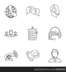 Support icons set. Outline illustration of 9 support vector icons for web. Support icons set, outline style