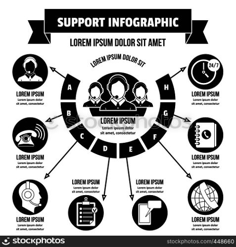 Support infographic banner concept. Simple illustration of support infographic vector poster concept for web. Support infographic concept, simple style