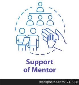 Support of mentor concept icon. Teacher assistance. Coaching and training. Project advice. Tuition idea thin line illustration. Vector isolated outline RGB color drawing. Editable stroke