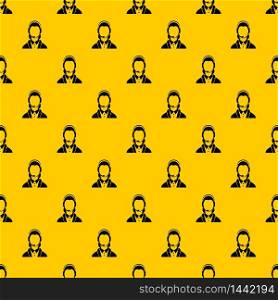 Support phone operator in headset pattern seamless vector repeat geometric yellow for any design. Support phone operator in headset pattern vector