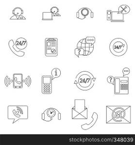 Support service icons set in thin line style isolated on white background. Support service icons set, thin line style