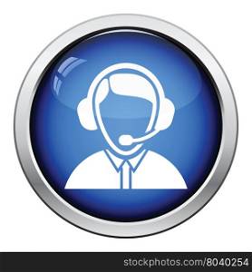 Support worker icon. Glossy button design. Vector illustration.