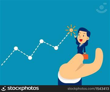Supporter to successful. Concept cute business vector illustration, Teamwork, Partnership, Friendship.
