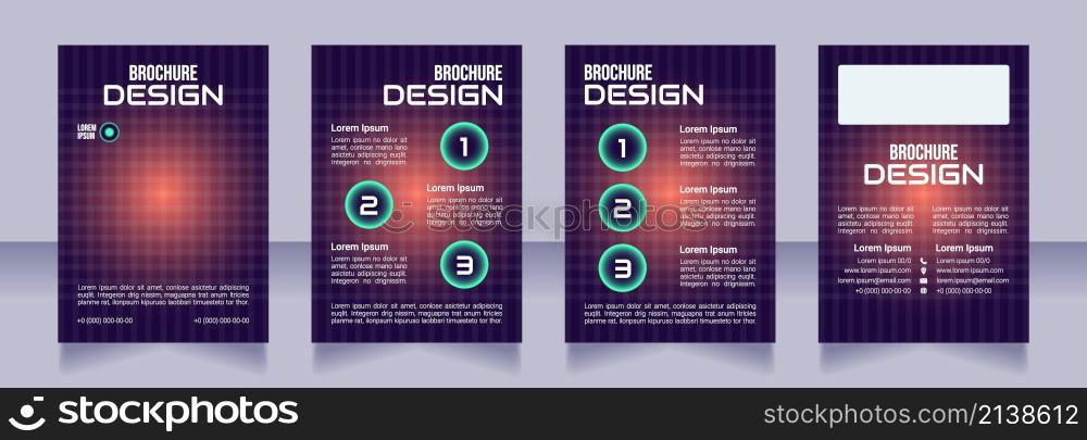 Supporting remote services blank brochure design. Template set with copy space for text. Premade corporate reports collection. Editable 4 paper pages. Bebas Neue, Audiowide, Roboto Light fonts used. Supporting remote services blank brochure design