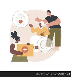 Supporting volunteering abstract concept vector illustration. Community service, public health volunteering, psychological support during outbreak, qualified medical aid abstract metaphor.. Supporting volunteering abstract concept vector illustration.
