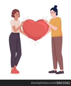 Supportive relationship semi flat color vector characters. Editable figures. Full body people on white. Loving couple simple cartoon style illustration for web graphic design and animation. Supportive relationship semi flat color vector characters