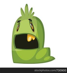 Supprissed green worm looking monster illustration on white background vector illustration.