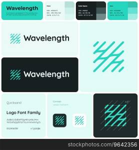 Surf gear turquoise line business logo. Wavelength brand name. Sport equipment. Waves and horizon. Design element. Calm visual identity. Quicksand font used. Suitable for surfboard shop, online store. Surf gear turquoise line business logo