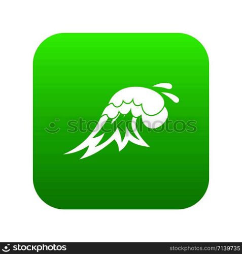 Surf wave icon digital green for any design isolated on white vector illustration. Surf wave icon digital green