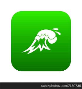 Surf wave icon digital green for any design isolated on white vector illustration. Surf wave icon digital green