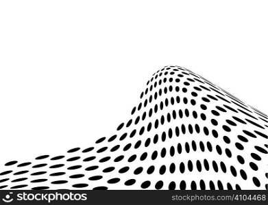 Surf wave made out of halftone dots in a stark black and white image