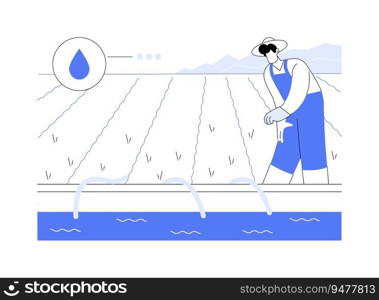 Surface irrigation systems abstract concept vector illustration. Farmer installing irrigation systems, agribusiness worker, agricultural input sector, sprinkling equipment abstract metaphor.. Surface irrigation systems abstract concept vector illustration.