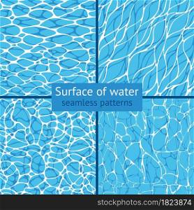 Surface of water. Set of vector seamless patterns for design of surfaces, web design and much more. Surface of water. Set of vector seamless patterns for design