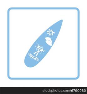 Surfboard icon. Blue frame design. Vector illustration.