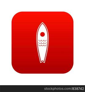 Surfboard icon digital red for any design isolated on white vector illustration. Surfboard icon digital red