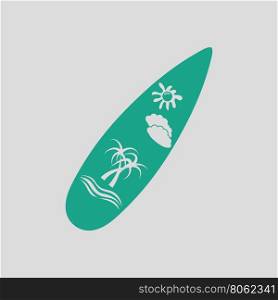 Surfboard icon. Gray background with green. Vector illustration.