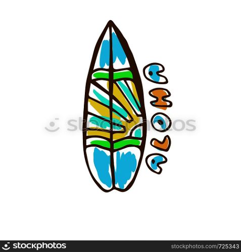 Surfboard Vector icon. Hand drawn print. Sticker summer design. Surfboard Vector icon. Hand drawn print. Sticker summer design.