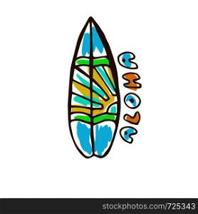 Surfboard Vector icon. Hand drawn print. Sticker summer design. Surfboard Vector icon. Hand drawn print. Sticker summer design.
