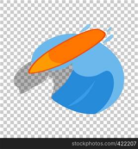 Surfboard with wave isometric icon 3d on a transparent background vector illustration. Surfboard with wave isometric icon