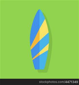 Surfboards for Surfing. Set of surfboards for surfing isolated on green background. Vector illustration