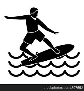 Surfer man icon. Simple illustration of surfer vector icon for web. Surfer icon, simple style