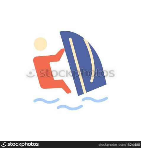Surfer, Surfing, Water, Wind, Sport  Flat Color Icon. Vector icon banner Template