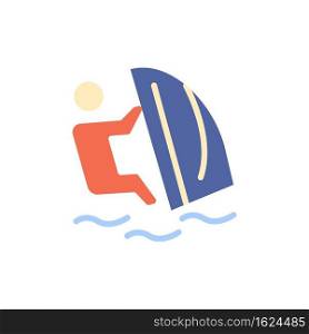 Surfer, Surfing, Water, Wind, Sport  Flat Color Icon. Vector icon banner Template