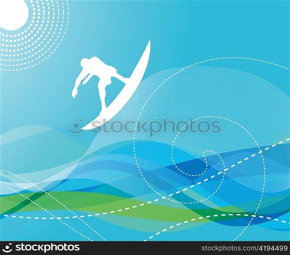 surfer with waves vector illustration