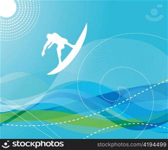 surfer with waves vector illustration