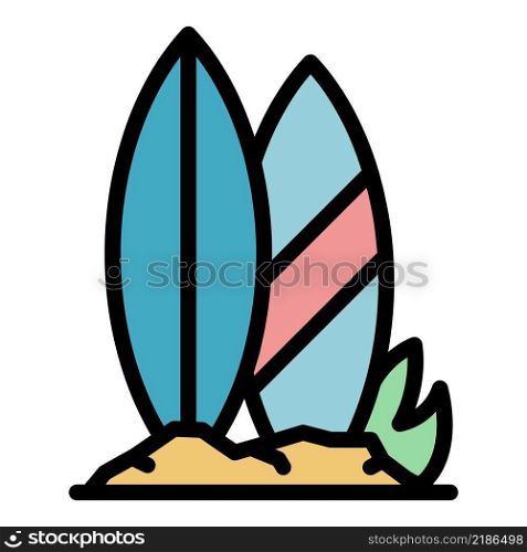 Surfing boards icon. Outline surfing boards vector icon color flat isolated. Surfing boards icon color outline vector