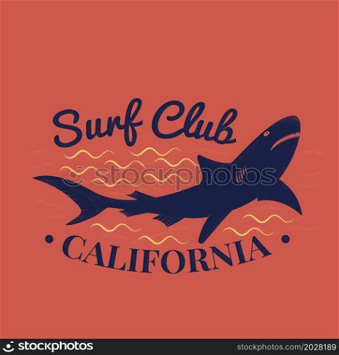 Surfing concept for shirt or logo, print, stamp. For web design and application interface, also useful for infographics. Vector dark grey. Vector illustration.
