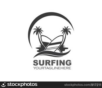 surfing icon logo vector illustration design