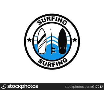 surfing icon logo vector illustration design