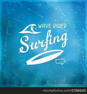 Surfing label on meshes background with stains.. Surfing label on meshes background with stains