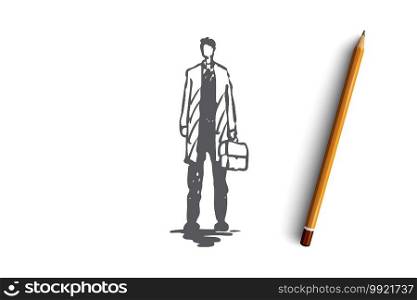 Surgeon, doctor, medical, health, clinic concept. Hand drawn doctor in uniform in hospital concept sketch. Isolated vector illustration.. Surgeon, doctor, medical, health, clinic concept. Hand drawn isolated vector.
