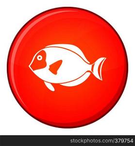 Surgeon fish icon in red circle isolated on white background vector illustration. Surgeon fish icon, flat style
