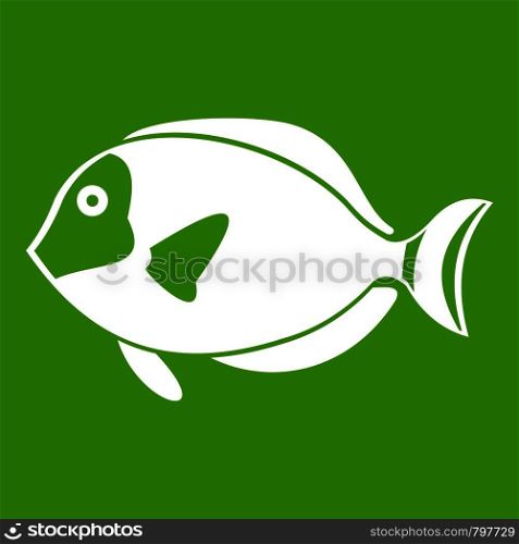 Surgeon fish icon white isolated on green background. Vector illustration. Surgeon fish icon green