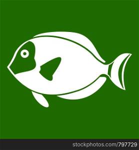 Surgeon fish icon white isolated on green background. Vector illustration. Surgeon fish icon green