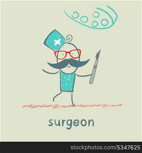 surgeon holding a scalpel
