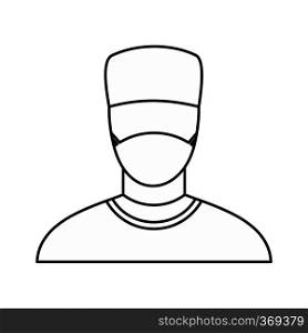 Surgeon icon in outline style isolated on white background. Job symbol vector illustration. Surgeon icon, outline style