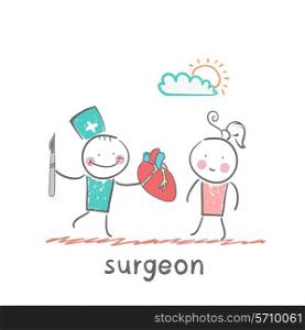 Surgeons. Fun cartoon style illustration. The situation of life.