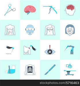 Surgery medical operation healthcare hospital icons set isolated vector illustration