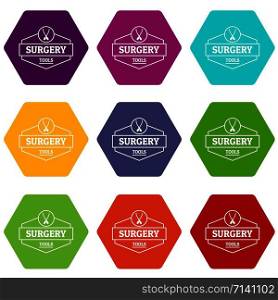 Surgery tool icons 9 set coloful isolated on white for web. Surgery tool icons set 9 vector