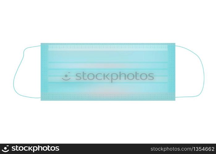 Surgical Mask. Protective face resporator. Realistic safety breathing hospital face mask. For prevent virus and dust. Isolated on white flat design.. Surgical Mask. Protective face resporator. Isolated on white flat design.