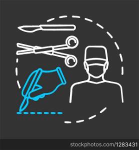 Surgical oncology chalk RGB color chalk RGB color concept icon. Surgery to remove tumor. Procedure for treatment. Operation room idea. Vector isolated chalkboard illustration on black background