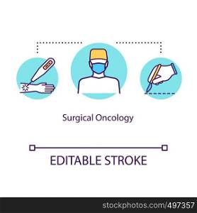 Surgical oncology concept icon. Cancer treatment idea thin line illustration. Biopsies. Illness diagnostic. Medical help. Surgery. Vector isolated outline RGB color drawing. Editable stroke